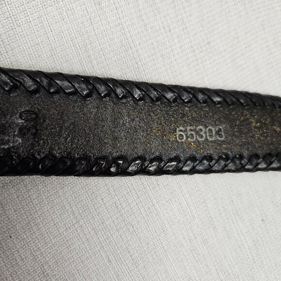 Vintage Womens Leather Belt Braided Edges Western Buckle sz 30 Distressed Look - Picture 7 of 13